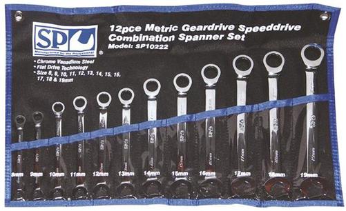 SP Tools 12pc Metric 0º Speeddrive Combination Geardrive Wrench/Spanner Set