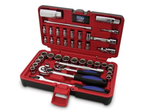 SP Tools Socket Set in-X-Case 42pc 1/4 & 3/8 Dr 12pt Metric/SAE