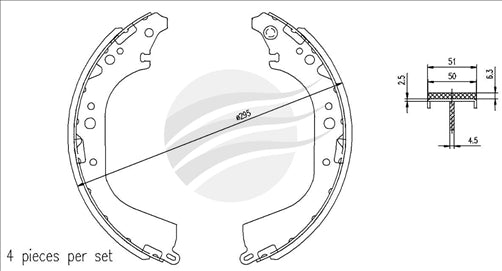 TRADE-LINE CERAMIC BRAKE SHOES HIACE (KDH201) 3.0D 2006-19 TLS1660