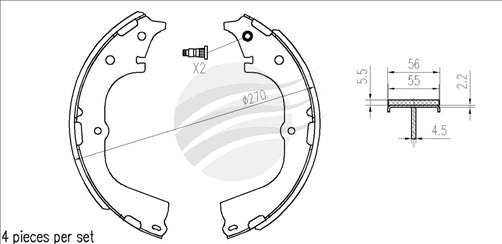 TRADE-LINE CERAMIC BRAKE SHOES HIACE RZH103 2.4L 1989-98 TLS1678