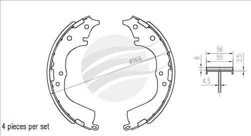 BREMTEC TRADE-LINE CERAMIC BRAKE SHOES HIACE RZH103 2.4L 1989-98 TLS1714
