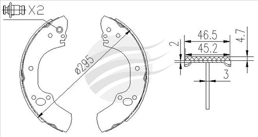TRADE-LINE CERAMIC BRAKE SHOES HOLDEN RODEO (TF) 2.2L 1998-03 TLS1757