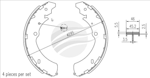TRADE-LINE CERAMIC BRAKE SHOES HOLDEN RODEO RA 3.0L 2003-07 TLS1793
