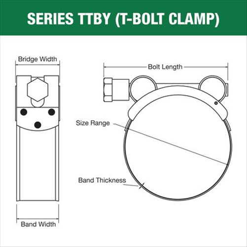 TRIDON T-BOLT CLAMP 201-213MM TTBY201213P