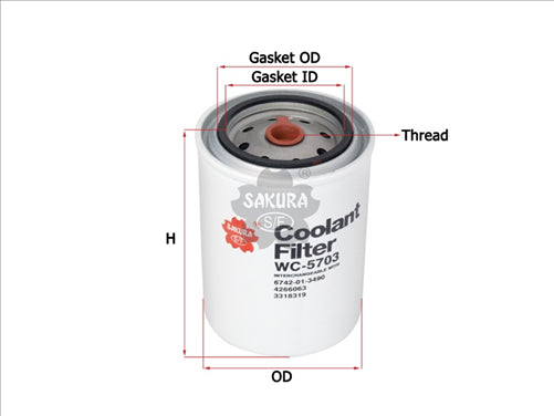 Sakura COOLANT FILTER P552055 3318319 WC-5703