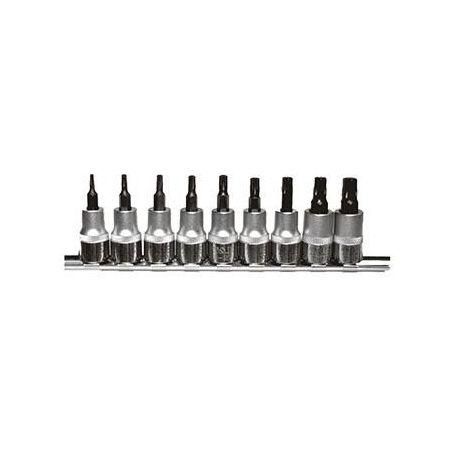T & E TOOLS T&E 9 Piece 3/8 inch Tamper Torx Socket Set T5405