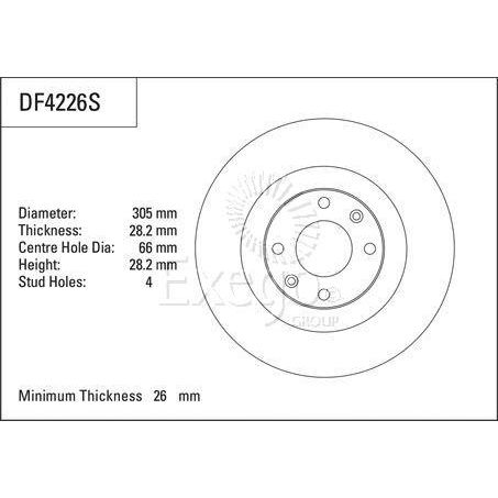 TRW Disc Brake Rotor 305mm x 26 min