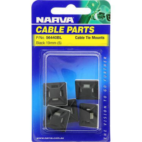 Narva Cable Tie Mounts 19mm x 19mm - 5Pc