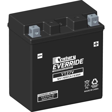 EVERRIDE Century EverRide AGM VRLA Motorcycle Battery 12V 6.5AH 18 Month Warranty YTZ7V