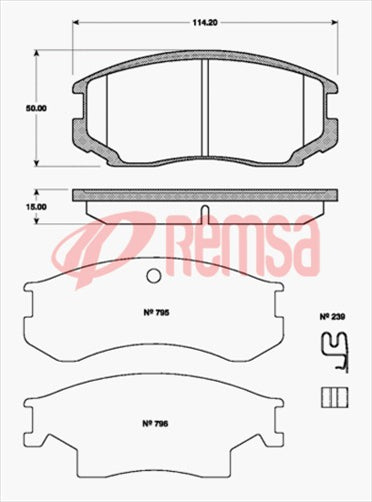 Remsa DB1277 E FRONT DISC BRAKE PADS - MITSUBISHI LANCER CC,CE 92-04