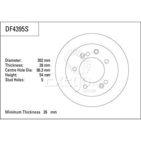 TRW Disc Brake Rotor 302mm x 26 Min