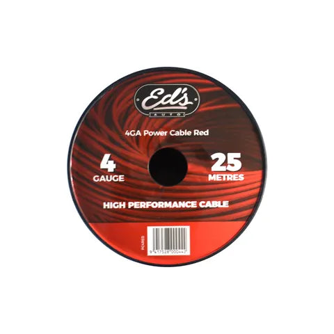 EDS EBP-04-25M 4 Gauge (21.2mm²) CCA Power Cable | Frosted Red | 25 Metre Roll