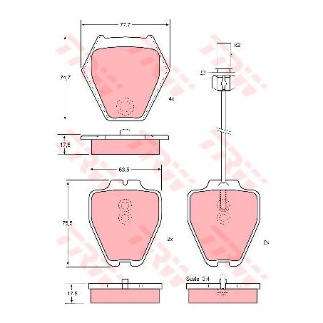 TRW Brake Pad Set Inc. Wear Sensor (DB1443)