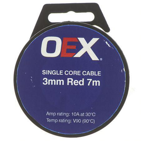 OEX 3mm Single Core Auto Cable Red 7M