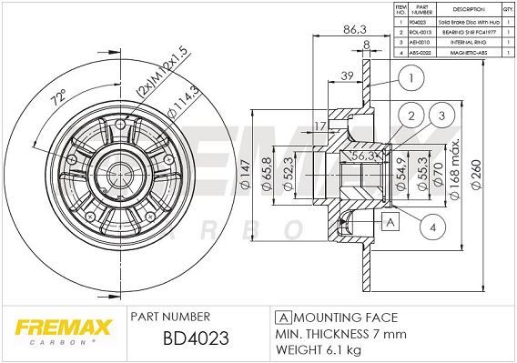 FREMAX BRAKE ROTOR SOLID EACH REAR BD-4023