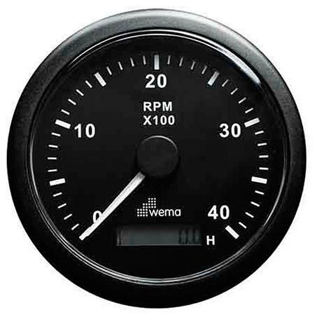 TINKR Wema Tachometer 4K 12/24V 85mm Black With Hours