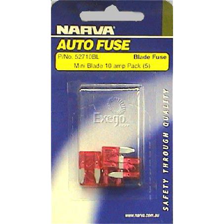 NARVA MINI BLADE FUSE 10A RED 5 PCE
