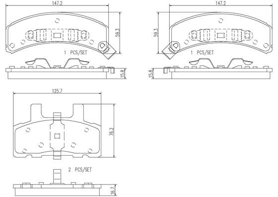 FRONT BRAKE PAD SET GM VARIOUS - P18004N