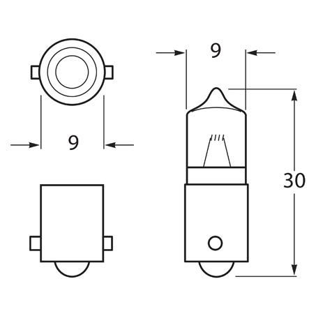 Hella 12V 10W Bayonet BA9s Globe YL1210