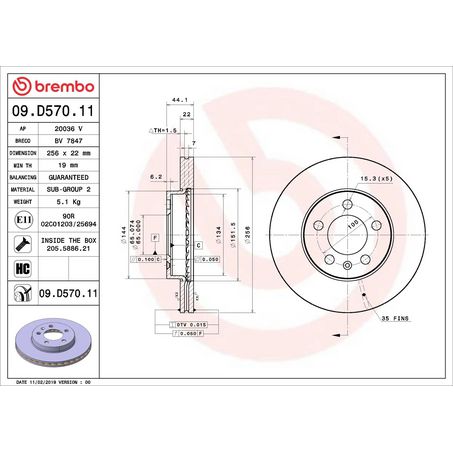 Brembo Prime UV Coated Brake Rotor - 09.D570.11