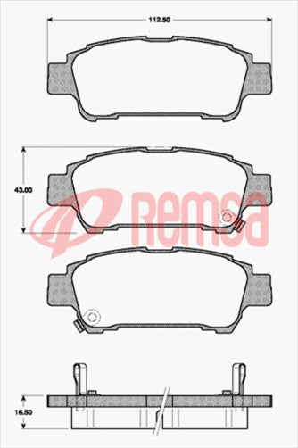 Remsa DB1660 E REAR DISC BRAKE PADS - TOYOTA PREVIA ACR# MCR# 99-