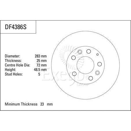 TRW Disc Brake Rotor 283mm X 23mm min