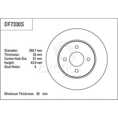 TRW Disc Brake Rotor 260mm x 20 Min