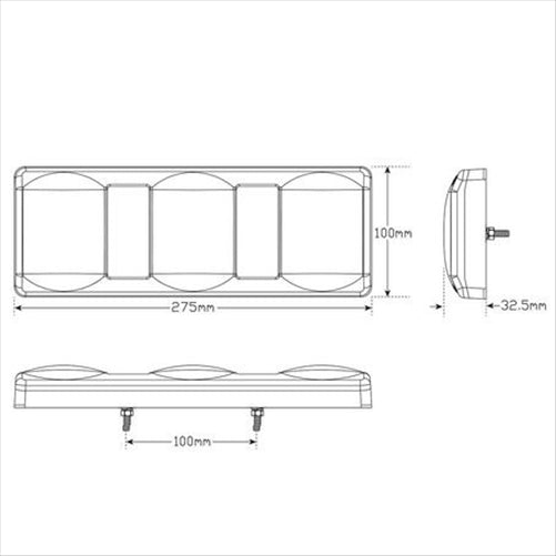 LED AUTO LAMPS Multi Volt MaxiLED Rear Combination With Grey Housing And Base