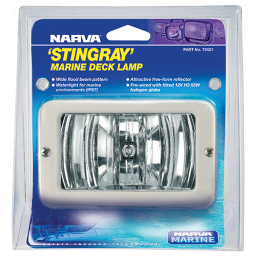 Narva Stingray Watertight Deck Lamp, Wide Flood Beam, 138 x 82mm