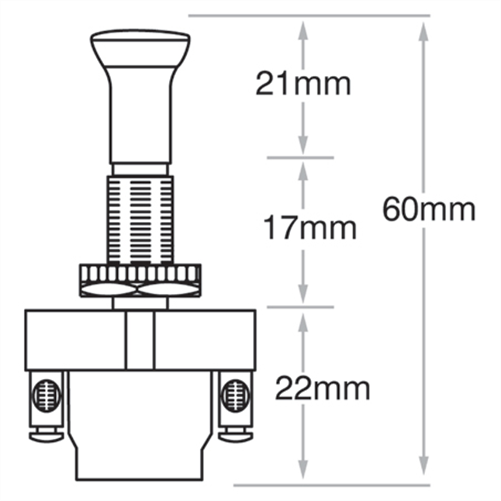Narva Push/Pull Switch Off/On SPST (Contacts Rated 16A @ 12V)