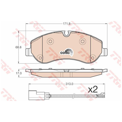 TRW Brake Pad Set Inc. Wear Sensor
