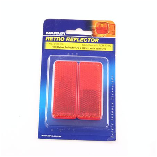 Narva Reflector Rectangle Red 28 x 70mm - 2 Pce