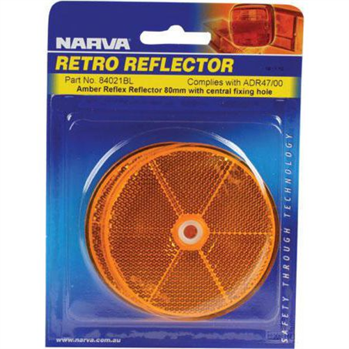 Narva Reflector Round Amber 80mm - 50 Pce