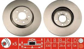 Disc Brake Rotor 330mm x 29.4 Min DF4471S