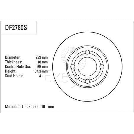 TRW Disc Brake Rotor 239mm x 16 Min