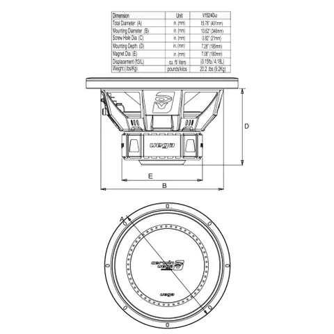 Cerwin-Vega Vega Series 15" Dual 4-Ohm Subwoofer | 550W RMS High-Output Driver (2Ω / 8Ω Configurable)