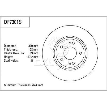 TRW Disc Brake Rotor 300mm x 26.4 Min
