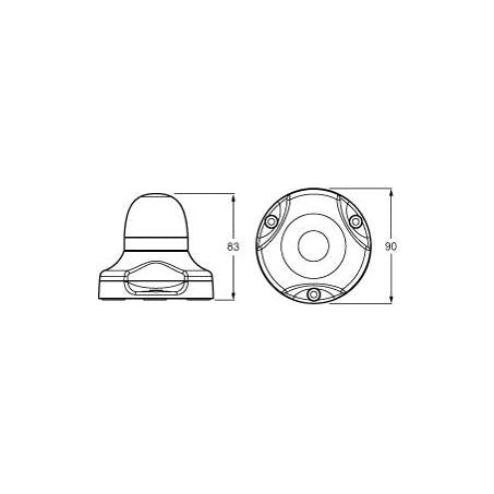 Hella 9/33V LED Beacon Strobe Amber Permanent Mount 98091160