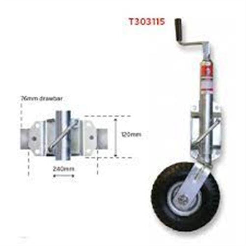 CM TRAILER JOCKEY WHEEL CLAMP TYPE PNEU 350 X 4