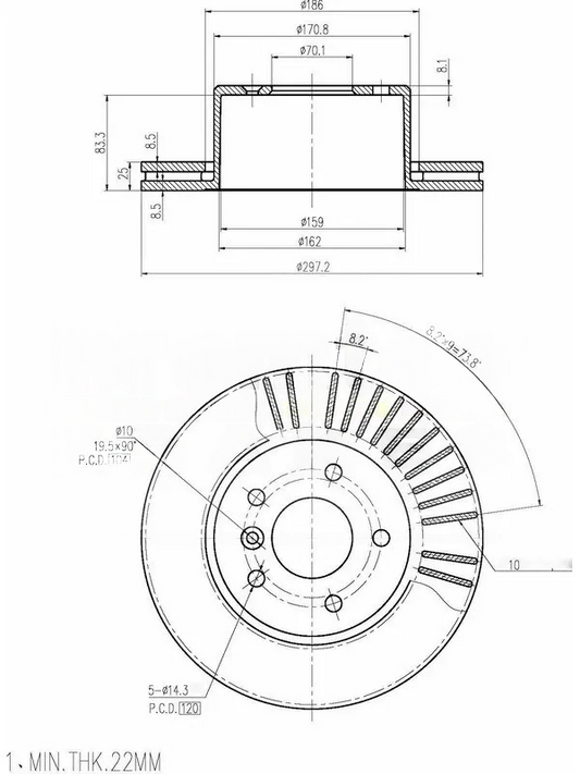 EURO-LINE BRAKE DISC ROTOR BDR14450EL