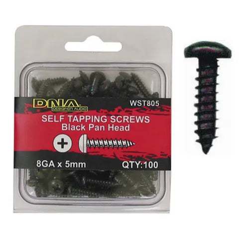 #8 x 16mm Black Pan Head Self-Tapping Screws | Zinc Plated | Pack of 100