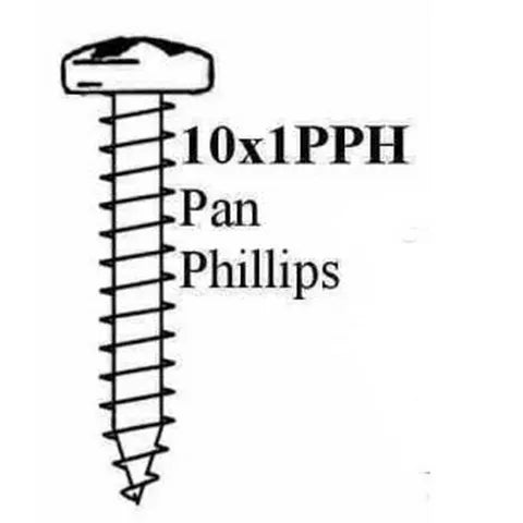 #10-24 x 1" Pan Head Phillips Self-Tapping Screw | Zinc Plated | Box of 100