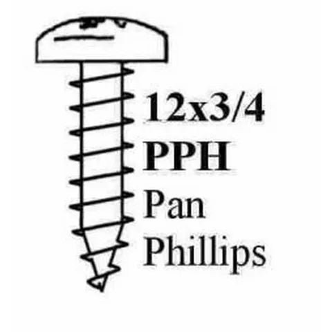 #12-24 x 3/4" Pan Head Pozidriv Self-Tapping Screw | Zinc Plated | Box of 100