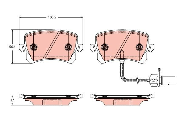 D/PADS RR AUDI RSQ3 2013-18105.5*56.41*17 WITH SENSOR - RDB1342-01-RH