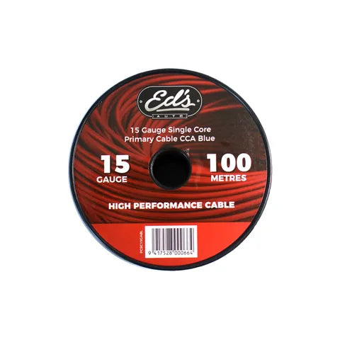 EDS EBP-15-100M 15 Gauge Single Core CCA Primary Cable | Blue | 100 Metre Roll