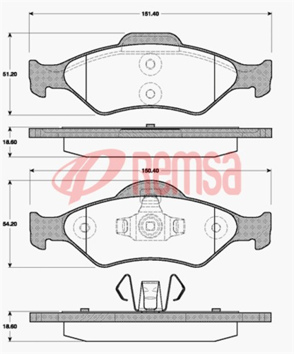 FRONT DISC BRAKE PADS - FORD KA DB1218 E