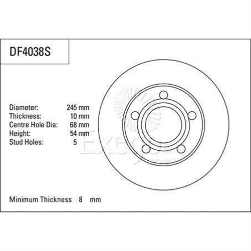 Disc Brake Rotor 245mm x 8 Min