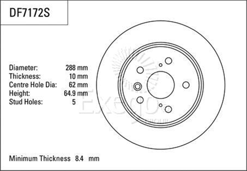 Disc Brake Rotor 288mm x 8.4 Min