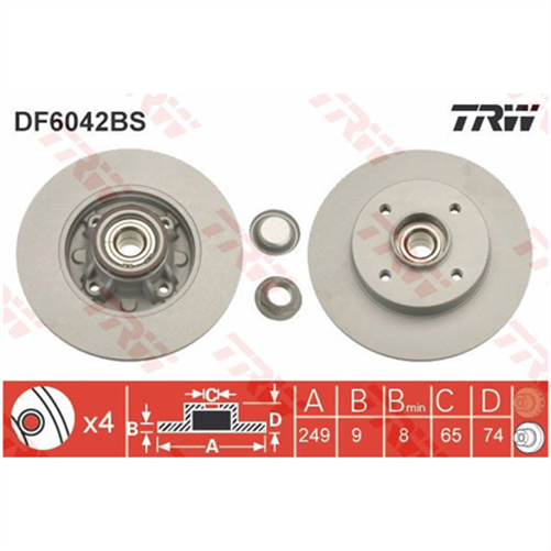 Disc Brake Rotor 249mm x 8 Min