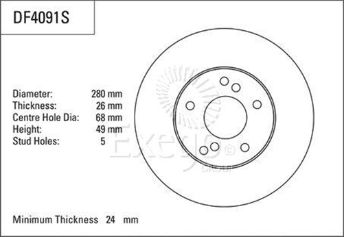 Disc Brake Rotor 280mm x 24 Min